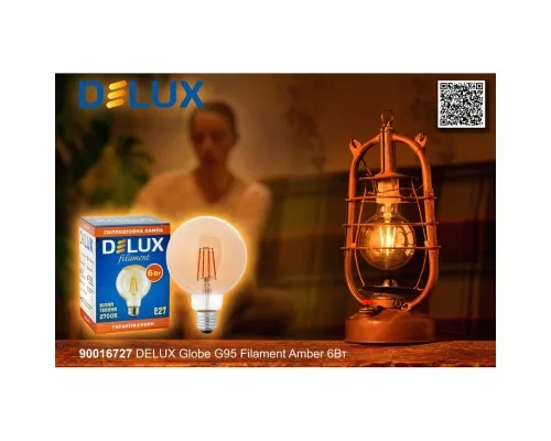 Лампочка Delux Globe G95 6Вт E27 2700К amber filament (90016727)