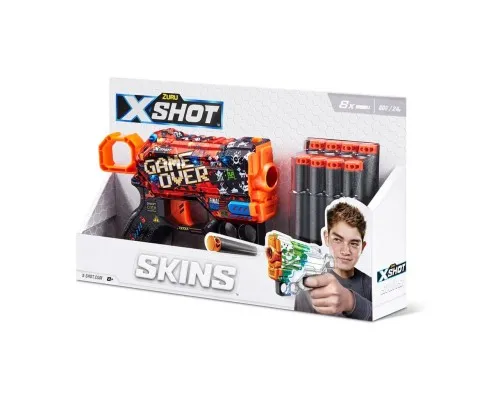 Игрушечное оружие Zuru X-Shot Быстрострельный бластер Skins Menace Game Over (8 патронов) (36515B)