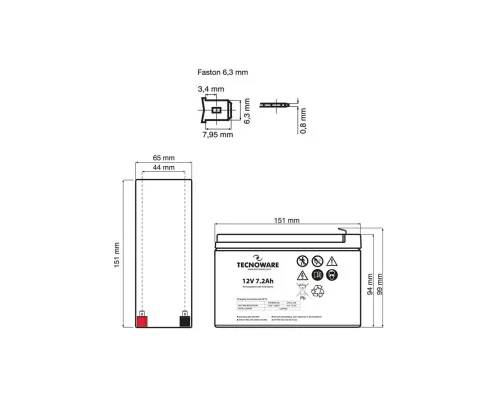 Батарея к ИБП TECNOWARE 12V-7.2Ah (EACPE12V7A2TWP)