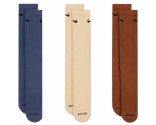 Шкарпетки Nike U NK EVERYDAY PLUS CUSH CREW SX6888-962 42-46 3 пари Синій/Коричневий/Бежевий (196153840775)