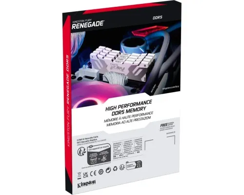 Модуль пам'яті для комп'ютера DDR5 32GB (2x16GB) 7200 MHz Renegade White XMP Kingston Fury (ex.HyperX) (KF572C38RWK2-32)