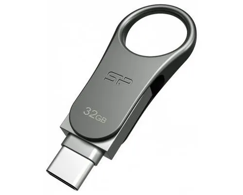 USB флеш накопитель Silicon Power 32GB Mobile C80 Silver USB 3.2 (SP032GBUC3C80V1S)