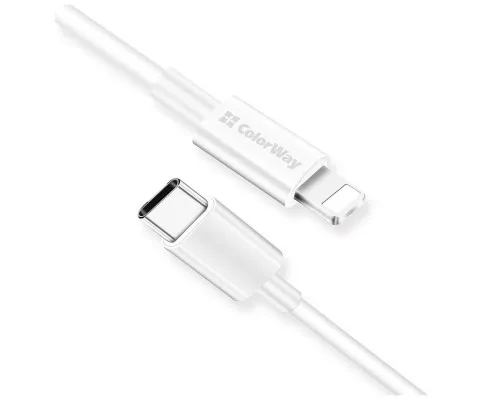 Дата кабель USB Type-C to Lightning 1.0m 3A white ColorWay (CW-CBPDCL032-WH)