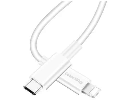 Дата кабель USB Type-C to Lightning 1.0m 3A white ColorWay (CW-CBPDCL032-WH)