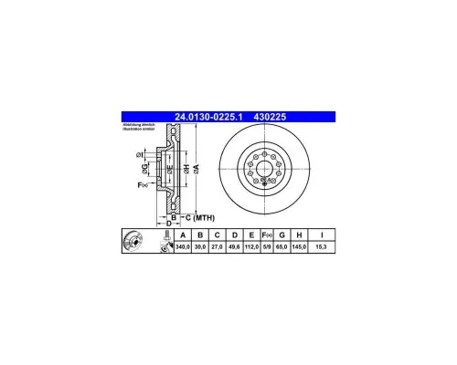 Гальмівний диск ATE 24-0130-0225-1-02