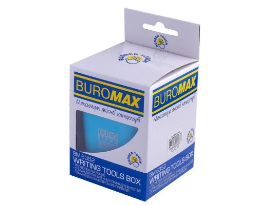 Подставка для ручек Buromax Rubber Touch Квадратная Голубой (BM.6352-14)