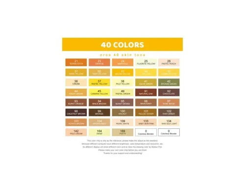 Художній маркер Arrtx Спиртові Oros ASM-03YL 40 кольорів, жовті відтінки (LC302499)