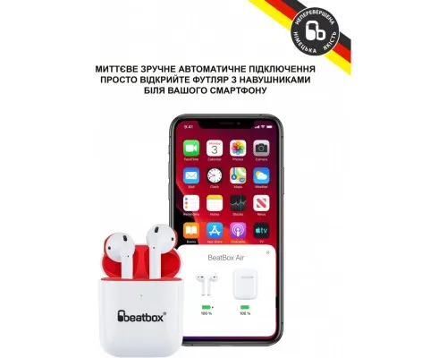 Наушники BeatBox PODS AIR 2 Wireless Charging White-Red (bbpair2wcwr)