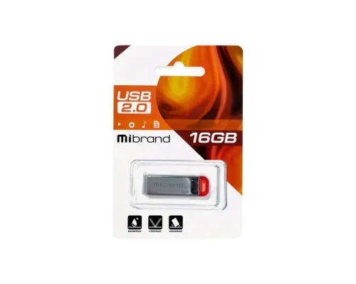 USB флеш накопитель Mibrand 16GB Falcon Silver-Red USB 2.0 (MI2.0/FA16U7R)