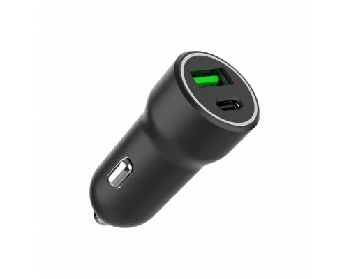 Зарядное устройство Gembird 1xUSB-A (18W QC3.0) + 1xUSB-C (20W PD) black (TA-UC-A2PDQC20-CAR-01)