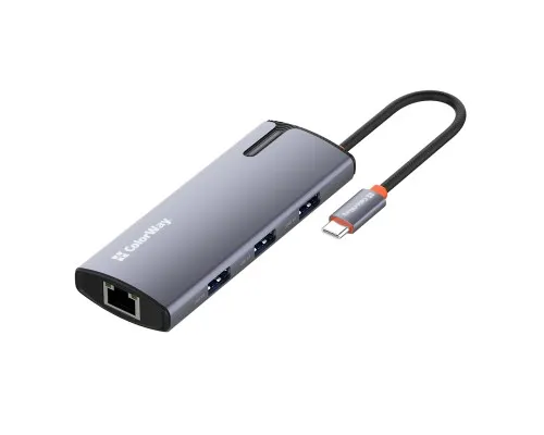 Порт-реплікатор ColorWay Docking Station USB-C 6-в-1 Type C PD 100W/USB3.0х3/USB2.0/RJ45 (CW-HUB03)