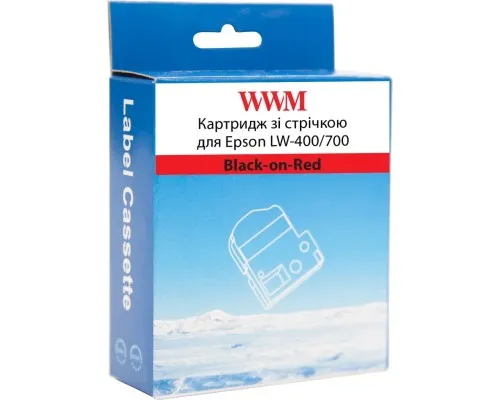 Стрічка для принтера етикеток WWM для Epson LW-400/700 18mm х 8m Black-on-Red (WWM-SC18R)