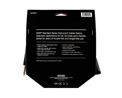 Інструментальний кабель MXR Standard Instrument Cable Straight/Right 6m (DCIS20R)
