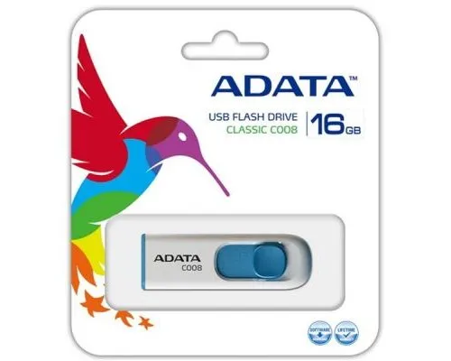 USB флеш накопичувач ADATA 16GB C008 White USB 2.0 (AC008-16G-RWE)