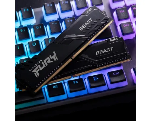 Модуль памяті для компютера DDR4 16GB (2x8GB) 2666 MHz Fury Beast Black Kingston Fury (ex.HyperX) (KF426C16BBK2/16)