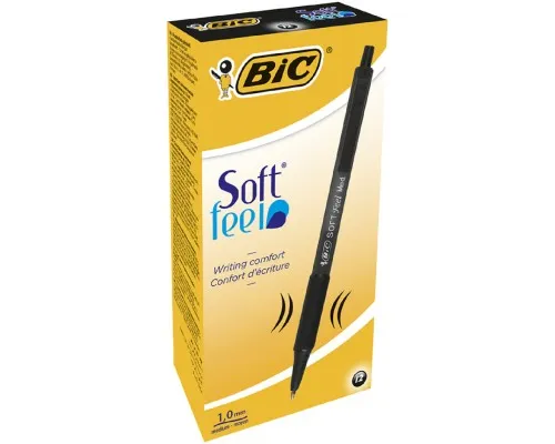 Ручка шариковая Bic автоматическая Soft Clic Grip с резиновым грипом Черная (bc837397)