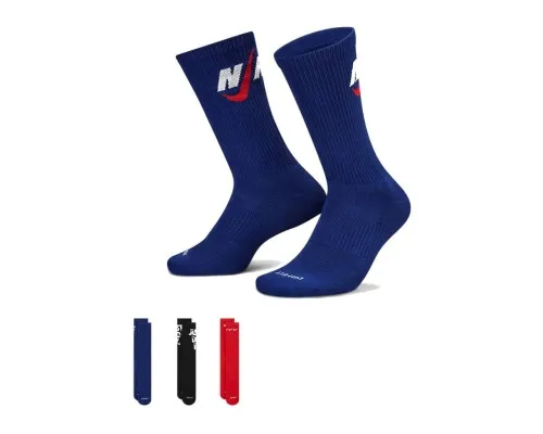 Шкарпетки Nike U NK EVERYDAY PLUS CUSH CREW DH3822-905 34-38 3 пари Чорний/Синій/Червонний (196148147346)