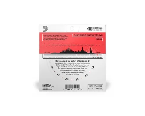 Струни для гітари D'Addario 80/20 Bronze Medium (13-56) (EJ12)