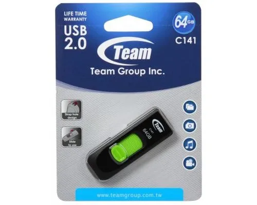 USB флеш накопичувач Team 64GB C141 Green USB 2.0 (TC14164GG01)