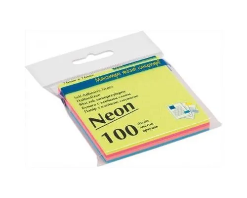 Бумага для заметок Buromax with adhesive layer 76х76мм, 100sheets, NEON colors mix (BM.2312-97)