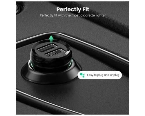 Зарядний пристрій Ugreen ED018 24W 2xUSB Car Charger (Black) (50875)