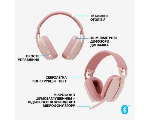 Наушники Logitech Zone Vibe 100 Wireless Rose (981-001224)