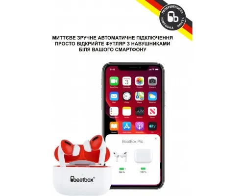 Наушники BeatBox PODS PRO 1 Wireless Charging White-Red (bbppro1wcwr)