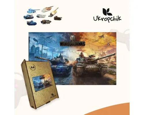 Пазл Ukropchik деревяний World of Tanks size - M в коробці з набором-рамкою (World of Tanks A4)
