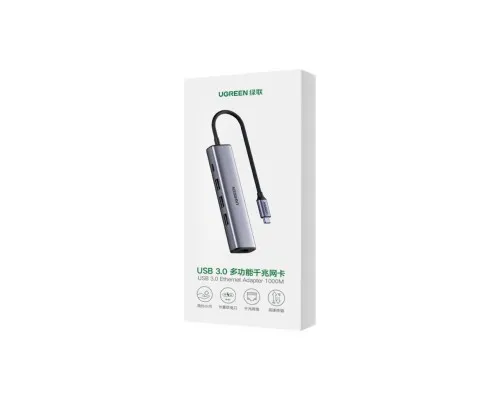 Концентратор Ugreen USB 3.0 Type-C to 3xUSB 3.0 + RJ45 1000M CM475 grey (20932)