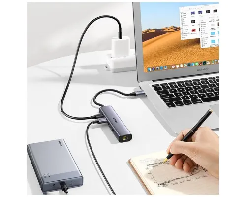 Концентратор Ugreen USB 3.0 Type-C to 3xUSB 3.0 + RJ45 1000M CM475 grey (20932)