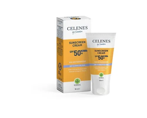 Засіб від засмаги Celenes Sunscreen Cream SPF50+ Dry & Sensitive Сонцезахисний крем для сухої та чутливої шкіри 50 мл (7350104249649)