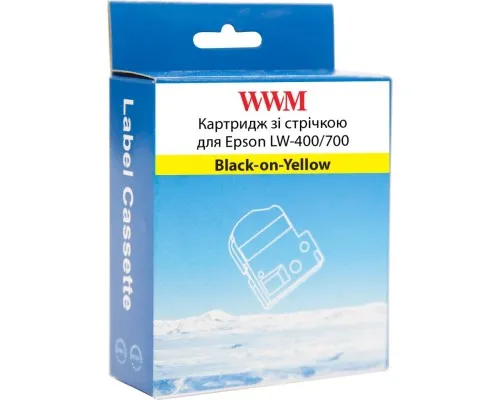 Стрічка для принтера етикеток WWM для Epson LW-400/700 18mm х 8m Black-on-Yellow (WWM-SC18Y)