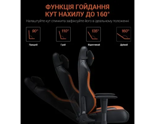 Кресло игровое Anda Seat Luna Color PVC Size L Black/Orange (AD18-48-BO-PV)