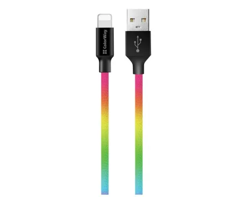 Дата кабель USB 2.0 AM to Lightning 1.0m multicolor ColorWay (CW-CBUL016-MC)