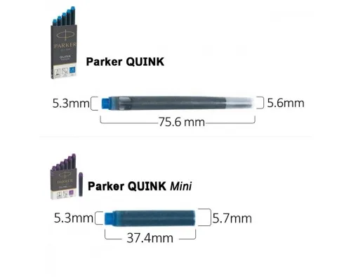Чорнило для піряних ручок Parker Картриджи Quink /5шт сині, блистер (11 416BLU)