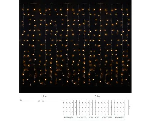 Гирлянда Delux Curtain С 320LED 3х3 м теплый белый/прозрачный IP20 (90017997)