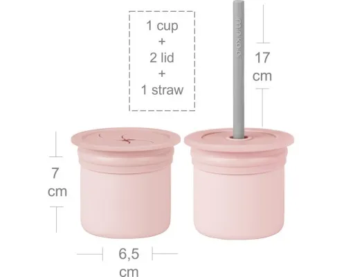 Поильник-непроливайка MinikOiOi Sip+Snack - Pinky Pink / Powder Grey (101100108)