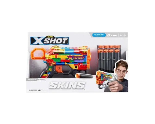 Игрушечное оружие Zuru X-Shot Быстрострельный бластер Skins Menace Striper (8 патронов) (36515N)