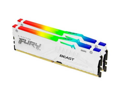 Модуль пам'яті для комп'ютера DDR5 32GB (2x16GB) 5600 MHz FURY Beast White RGB Kingston Fury (ex.HyperX) (KF556C40BWAK2-32)