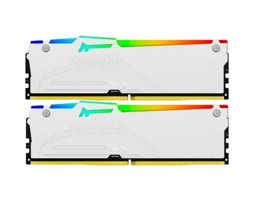 Модуль пам'яті для комп'ютера DDR5 32GB (2x16GB) 5600 MHz FURY Beast White RGB Kingston Fury (ex.HyperX) (KF556C40BWAK2-32)