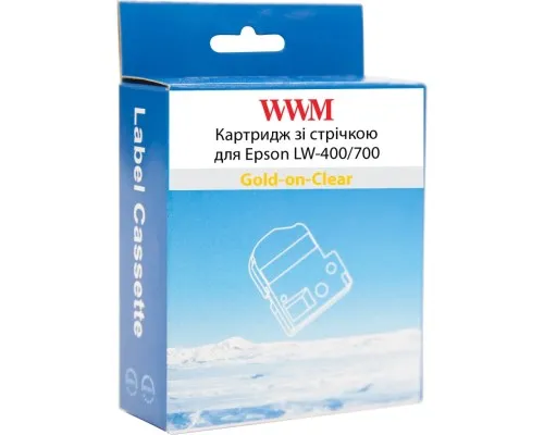 Лента для принтера этикеток WWM для Epson LW-400/700 18mm х 8m Gold-on-Clear (WWM-ST18Z)