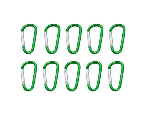 Карабін туристичний Tramp Набір 10 шт без муфти 5 cм Green (UTRA-298-green)