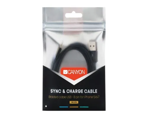 Дата кабель USB 2.0 AM to Lightning 1.0m Black Canyon (CNE-CFI3B)