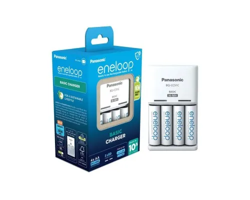 Зарядное устройство для аккумуляторов Panasonic Basic Charger + Eneloop 4AA 2000 mAh New (K-KJ51MCD40E)