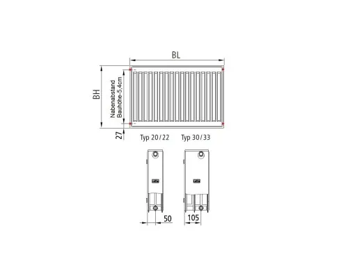 Радіатор опалення Kermi Profil-K, FKO, 22 тип, 200x900мм (FK0220200901NXK)