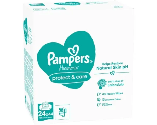 Детские влажные салфетки Pampers Harmonie Protect&Care с календулой 24 пачки х 44 шт (8700216250603)