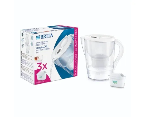 Фільтр-глечик Brita Marella XL Memo MXPro 3.5л (2л води) з фільтр-картриджем 3шт, білий (1052782)