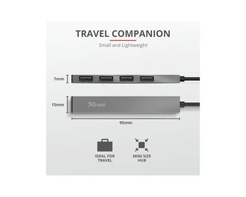 Концентратор Trust Halyx Aluminium 4-Port Mini USB Hub (23786_TRUST)