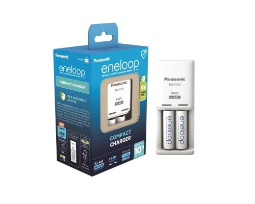 Зарядное устройство для аккумуляторов Panasonic Compact Charger + Eneloop 2AA 2000 mAh (K-KJ50MCD20E)