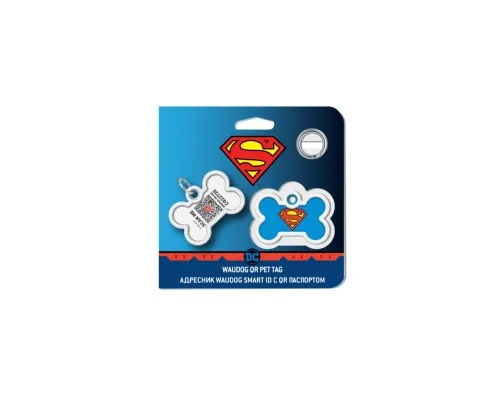 Адресник для тварин WAUDOG Smart ID з QR паспортом Супермен-герой кістка 40х28 мм (0640-1009)